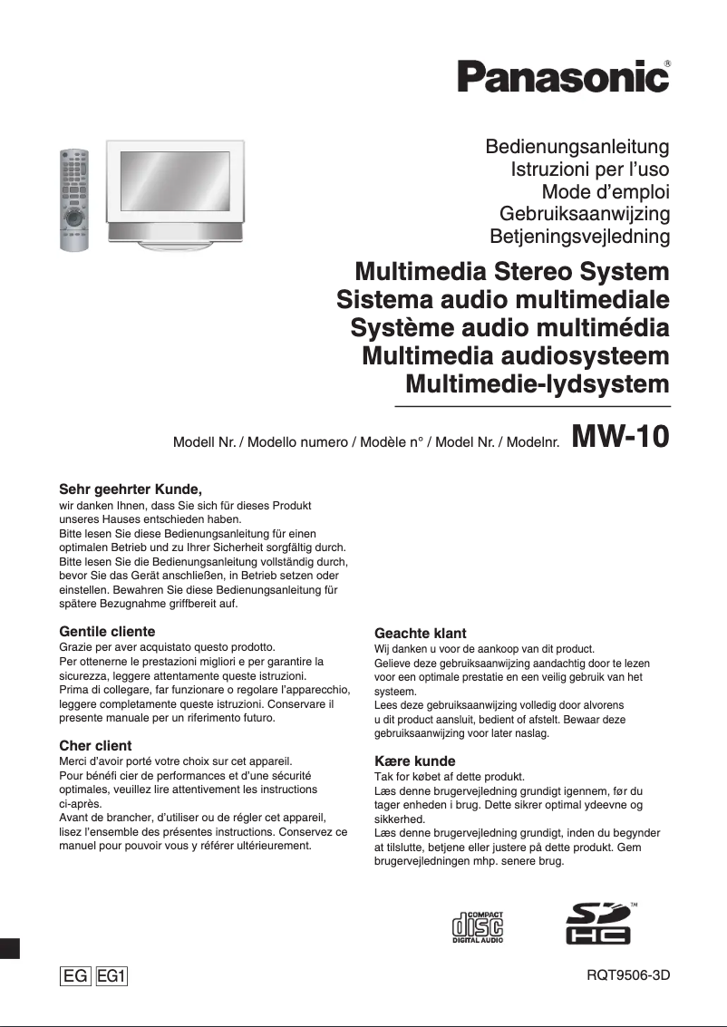 Page 1 de la notice Manuel utilisateur Panasonic MW-10