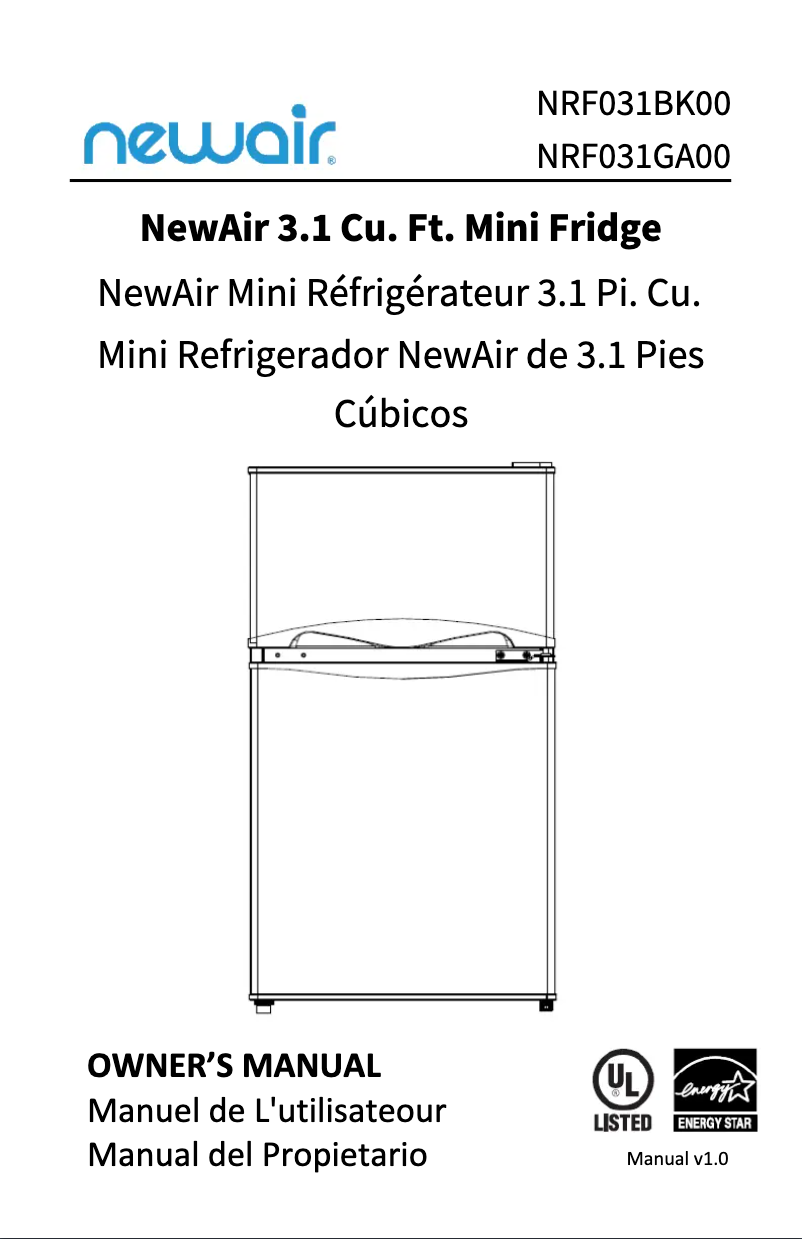 Page n°1 - Manuel utilisateur NewAir NRF031GA00