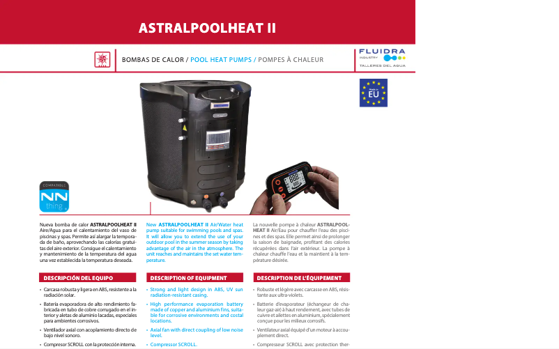 Page 1 de la notice Fiche technique AstralPool Heat II