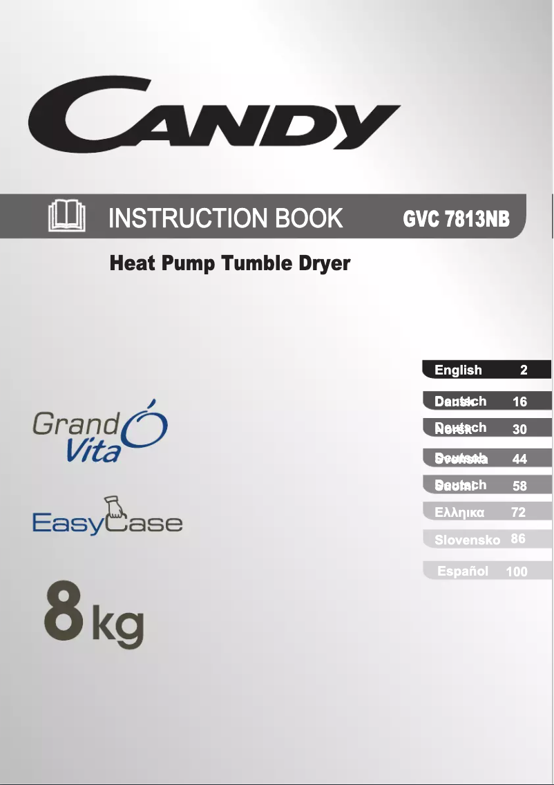 Page n°1 - Manuel utilisateur Candy GVC 7813NB-S