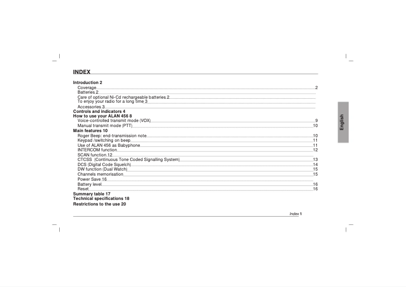 Page 1 de la notice Manuel utilisateur Midland ALAN 456