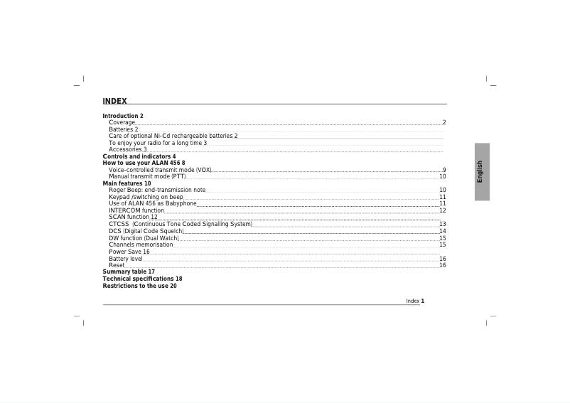 Page n°1 - Manuel utilisateur Midland ALAN 456