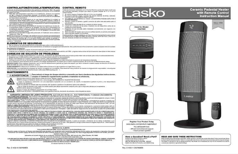 Image de la première page du manuel de l'appareil CS27600