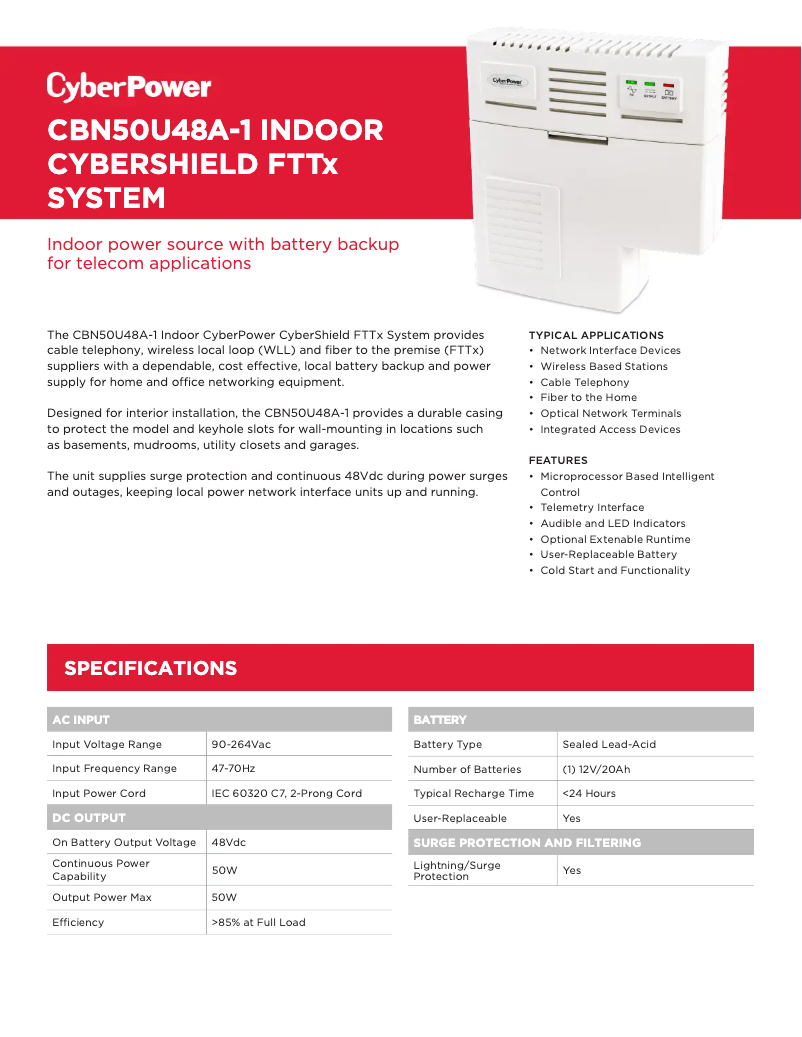 Image de la première page du manuel de l'appareil CyberShield CBN50U48A-1