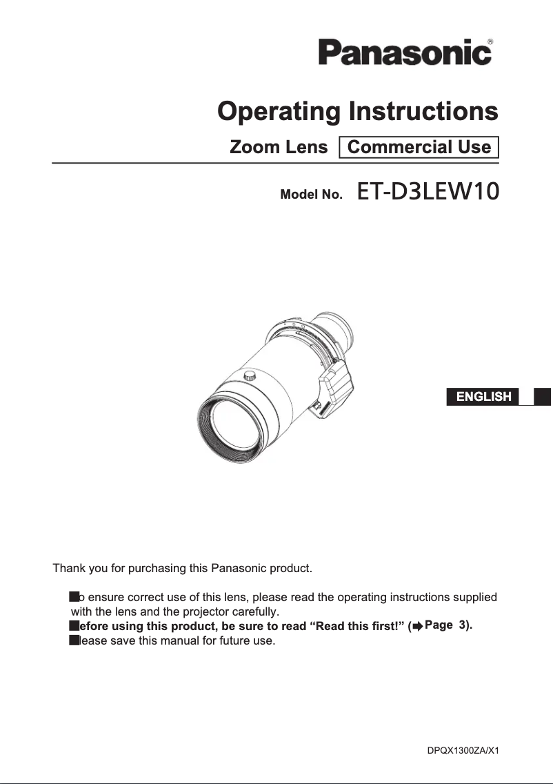 Page 1 de la notice Manuel utilisateur Panasonic ET-D3LEW10
