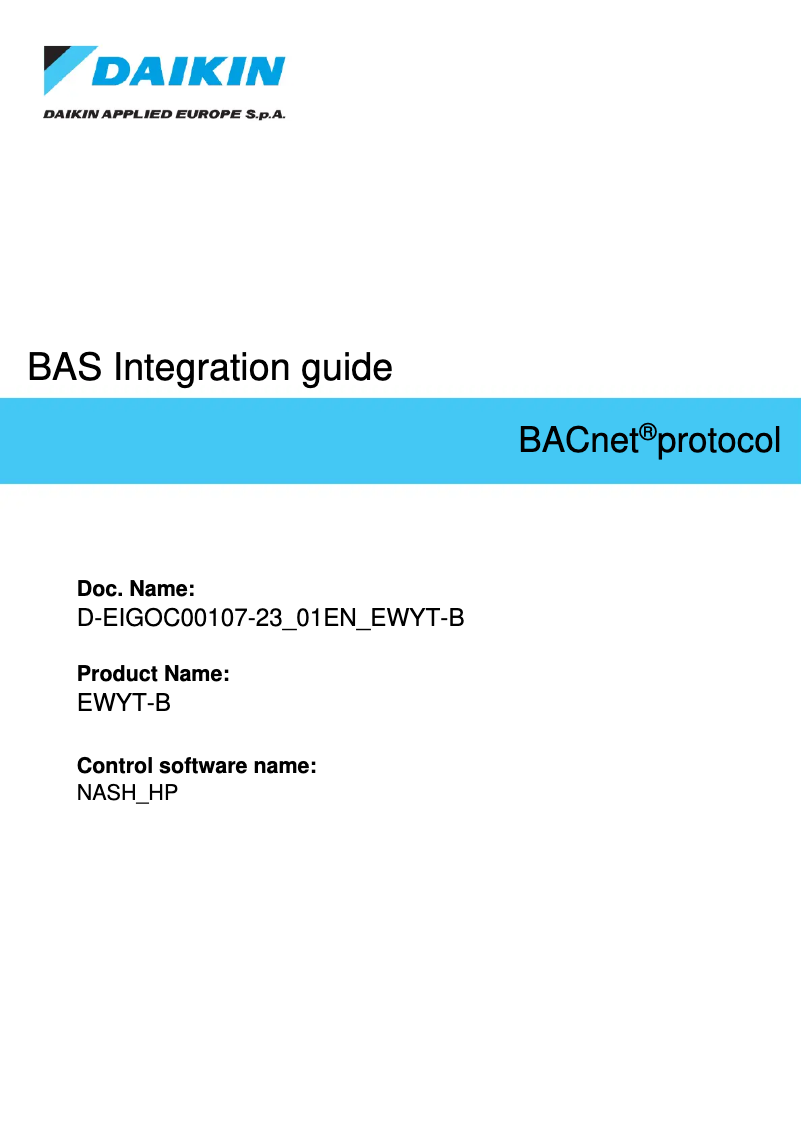 Page 1 de la notice Guide d'installation Daikin EWYT540B-SSA2-VFDFAN