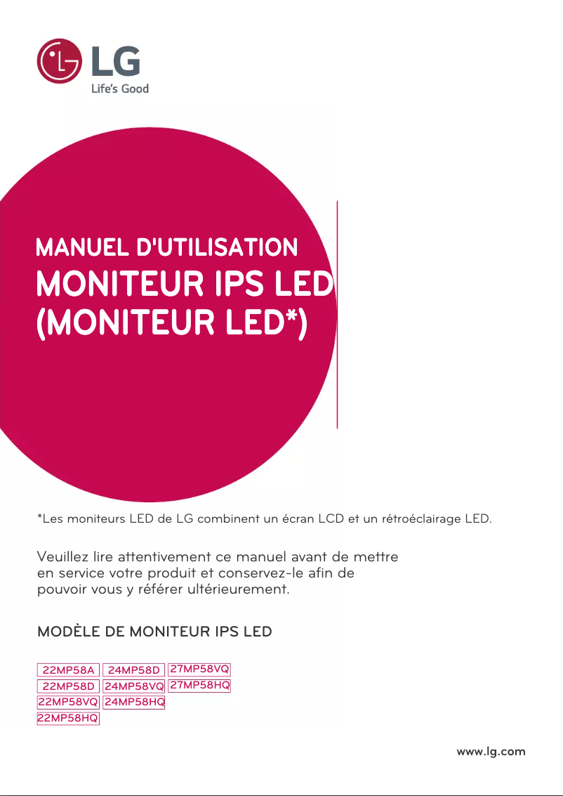Page n°1 - Manuel utilisateur LG 22MP58VQ