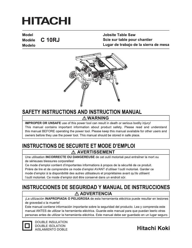 Page n°1 - Manuel utilisateur Hitachi C10RJ