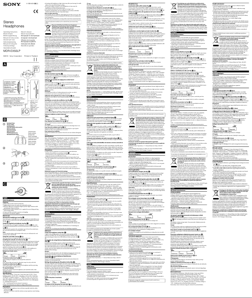 Image de la première page du manuel de l'appareil MDR-EX50LP