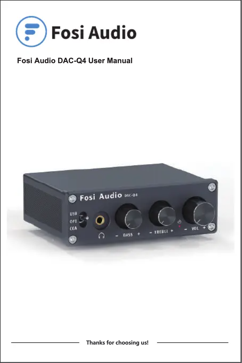 Page 1 de la notice Manuel utilisateur Fosi Audio Q4