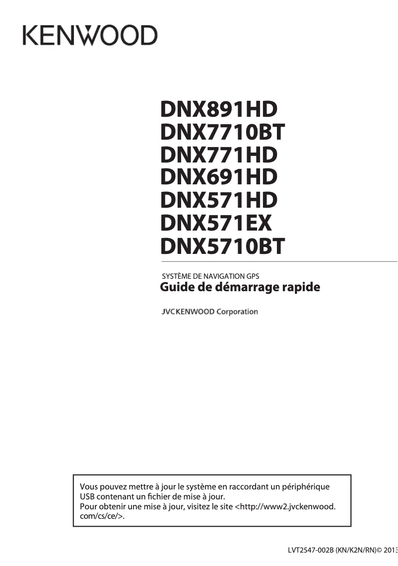 Página 1 del manual Guía de inicio rápido Kenwood DNX771HD