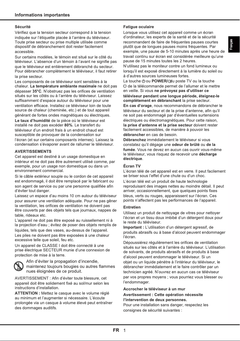 Page 1 de la notice Manuel utilisateur TCL U55S6906