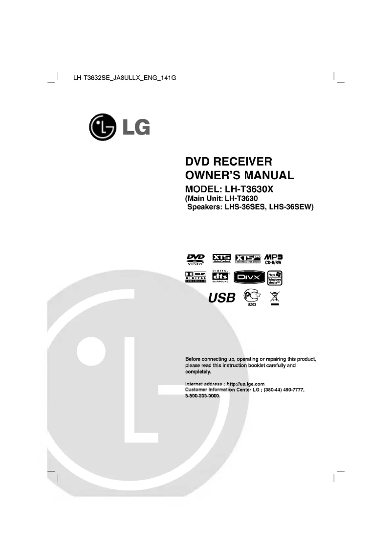 Page n°1 - Manuel utilisateur LG LH-T3630X