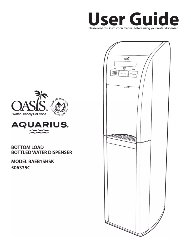 Page 1 de la notice Manuel utilisateur Oasis Aquarius BAEB1SHSK