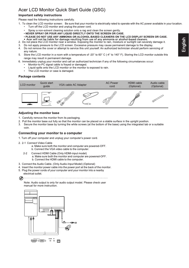Page n°1 - Manuel utilisateur Acer R221QB