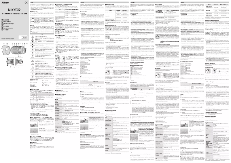 Page n°1 - Manuel utilisateur Nikon Nikkor AF-S DX 18-140mm f/3.5-5.6G ED VR