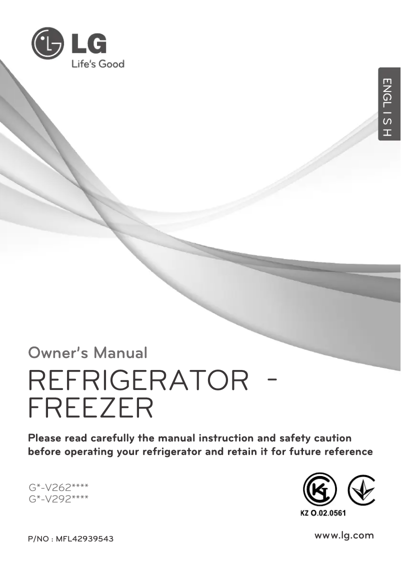 Page 1 de la notice Manuel utilisateur LG GN-V262SCS