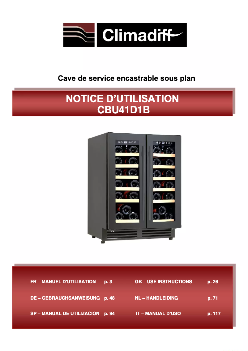 Página 1 del manual Manual de usuario Climadiff CBU40D1B