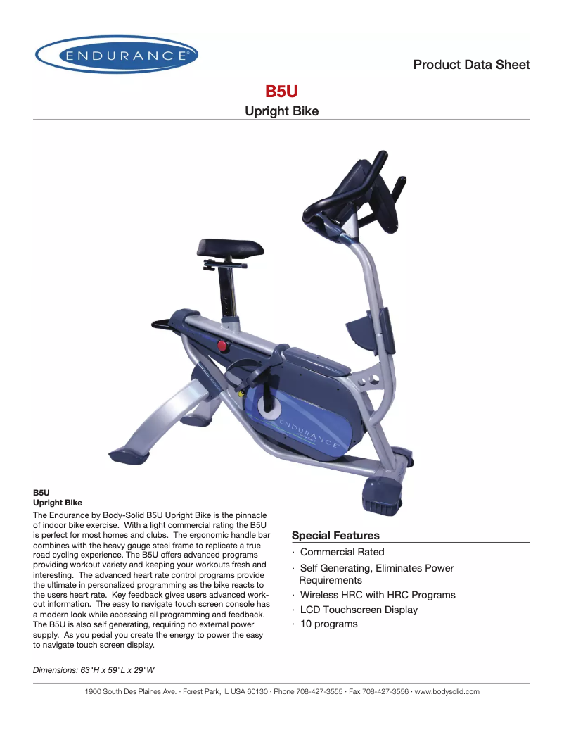 Page n°1 - Fiche technique Body-Solid B5U