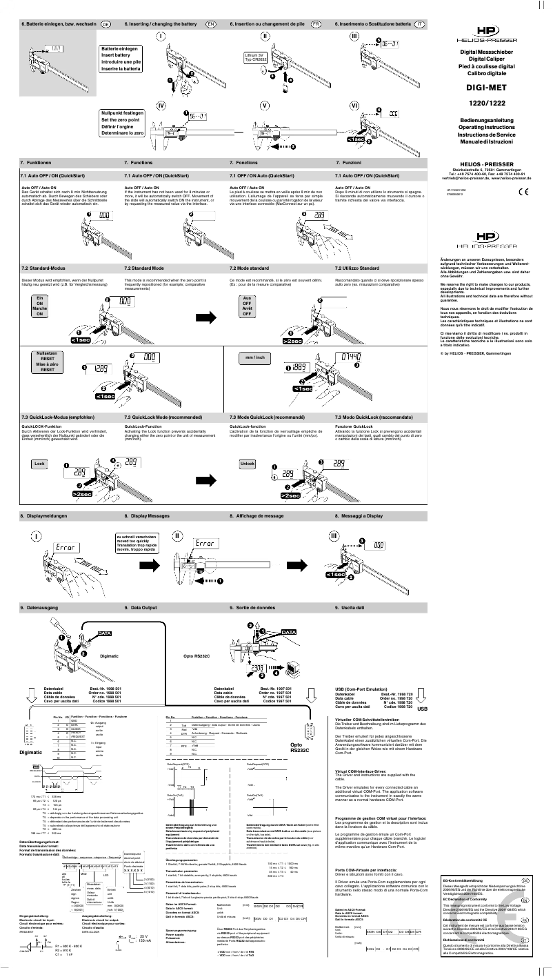 Image de la première page du manuel de l'appareil DIGI-MET 1320 417