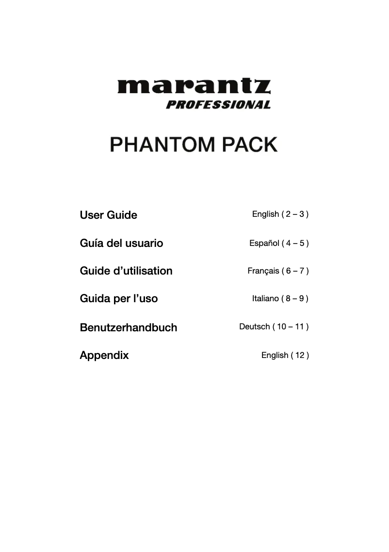 Page n°1 - Manuel utilisateur Marantz Phantom Pack
