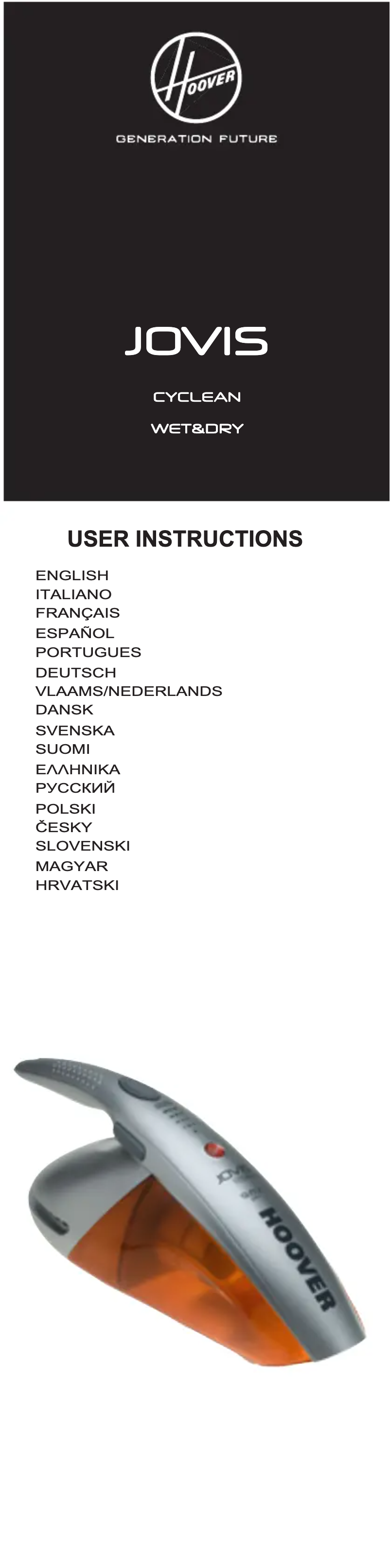 Page n°1 - Manuel utilisateur Hoover Jovis SJ120