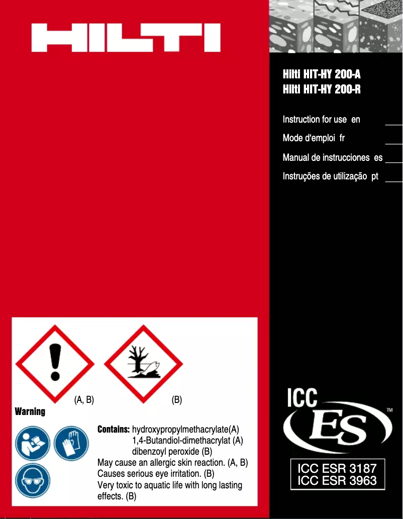 Página 1 del manual Instrucciones / montaje Hilti HIT-HY 200-R