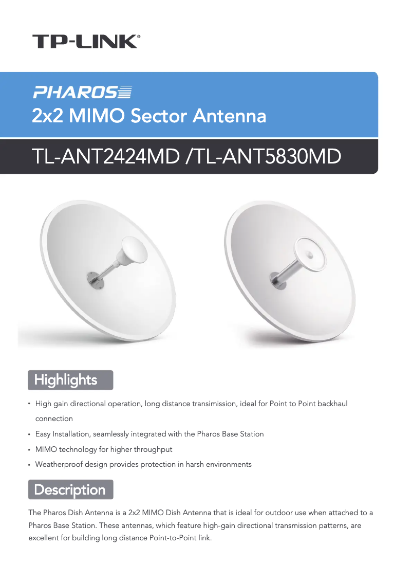 Page n°1 - Fiche technique TP-Link TL-ANT2424MD
