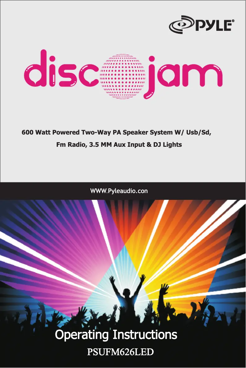 Image de la première page du manuel de l'appareil Disco Jam PSUFM626LED