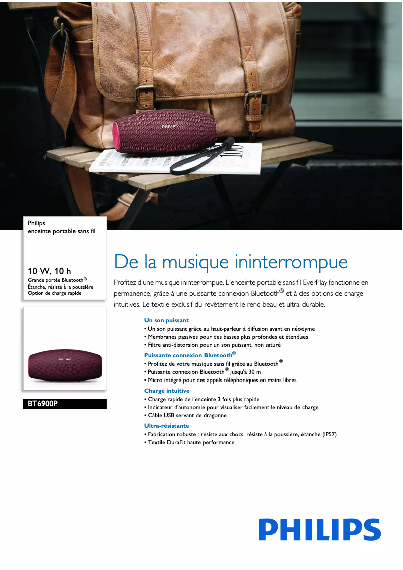 Image de la première page du manuel de l'appareil BT6900P