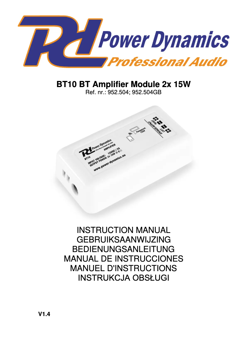 Imagen de la primera página del manual del dispositivo BT10