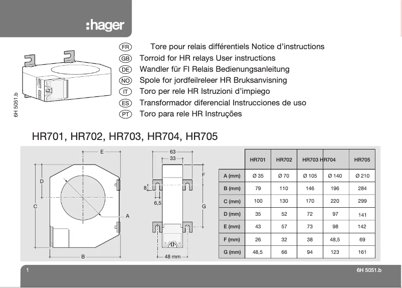 Page n°1 - Manuel utilisateur Hager HR703