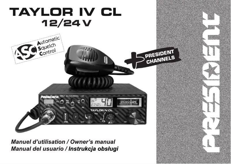 Page n°1 - Manuel utilisateur President Taylor IV CL