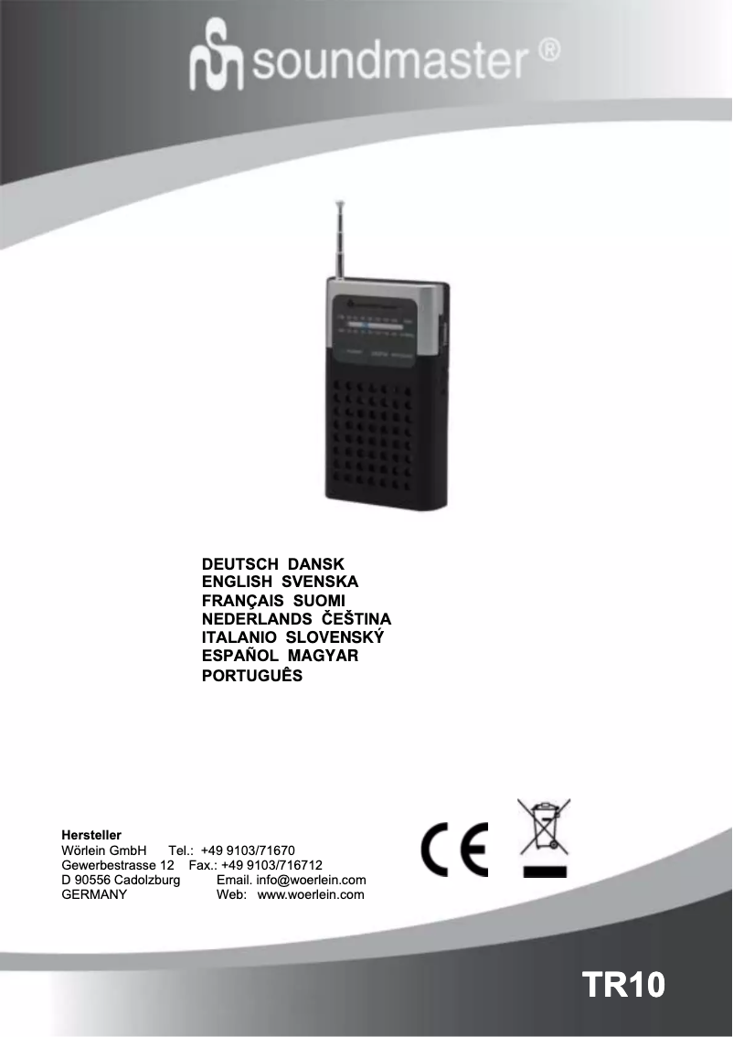 Page 1 de la notice Manuel utilisateur Soundmaster TR10WE