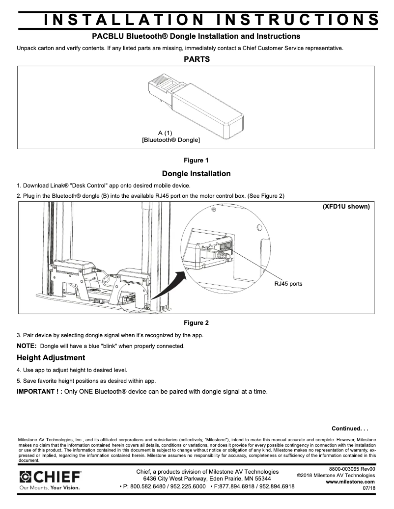 Page n°1 - Manuel utilisateur Chief PACBLU