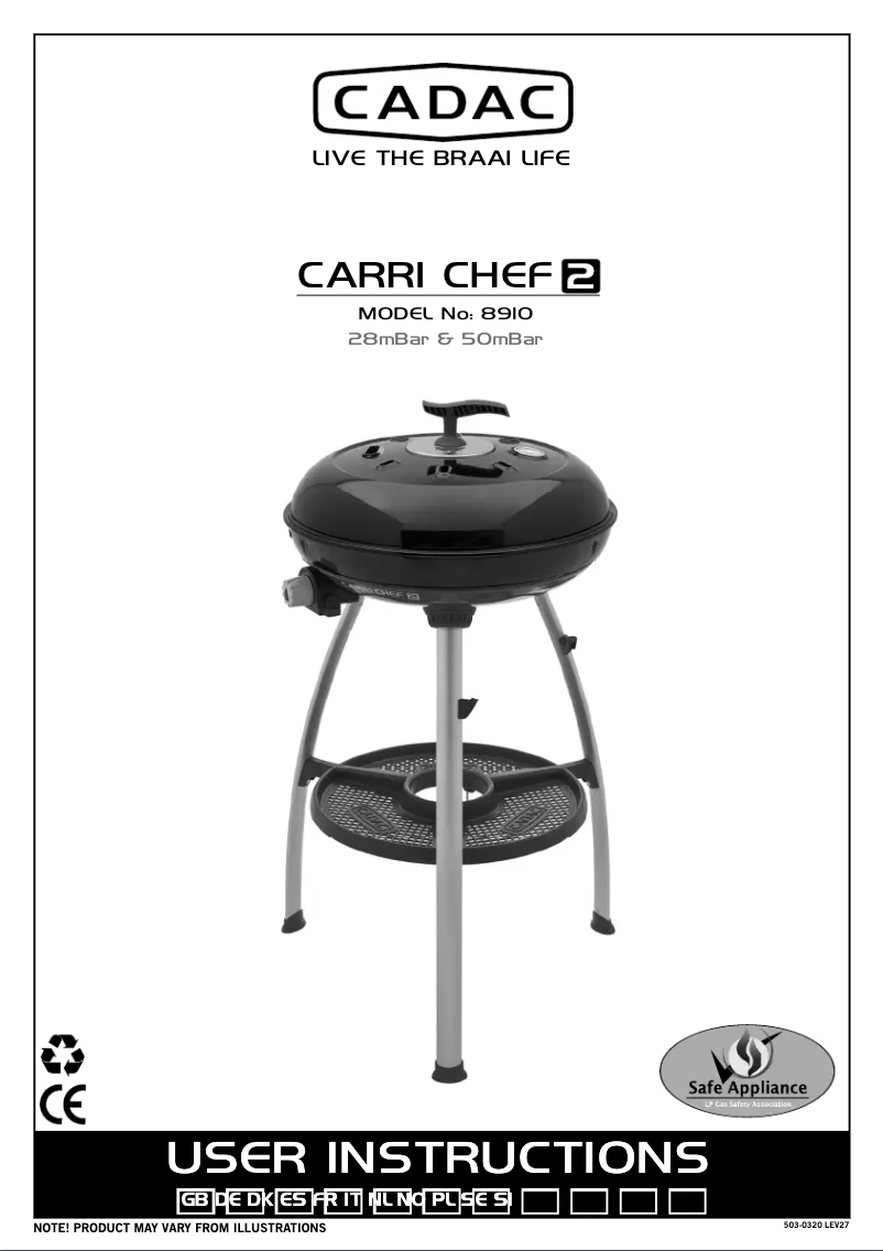 Page 1 de la notice Manuel utilisateur Cadac Carri Chef 2 Skottel Combo 2