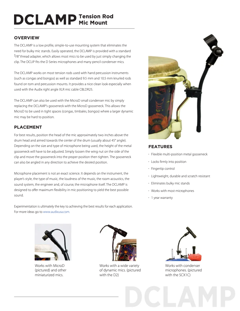 Page n°1 - Manuel utilisateur Audix D-Clamp