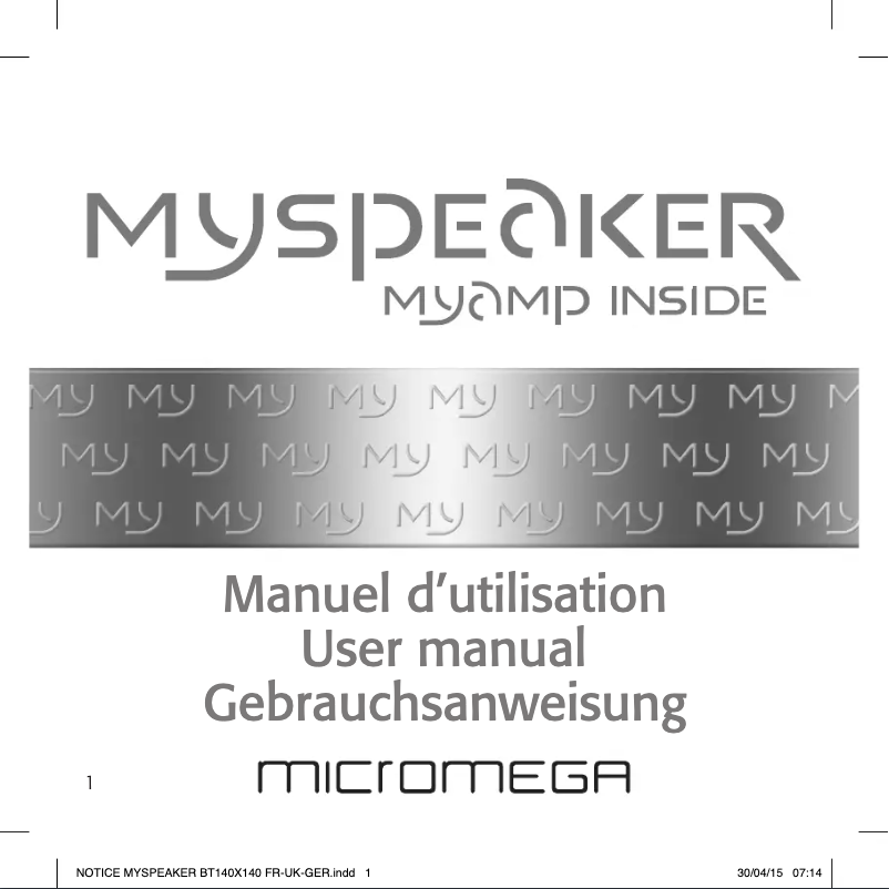 Page 1 de la notice Manuel utilisateur Micromega MySPEAKER MyAMP inside