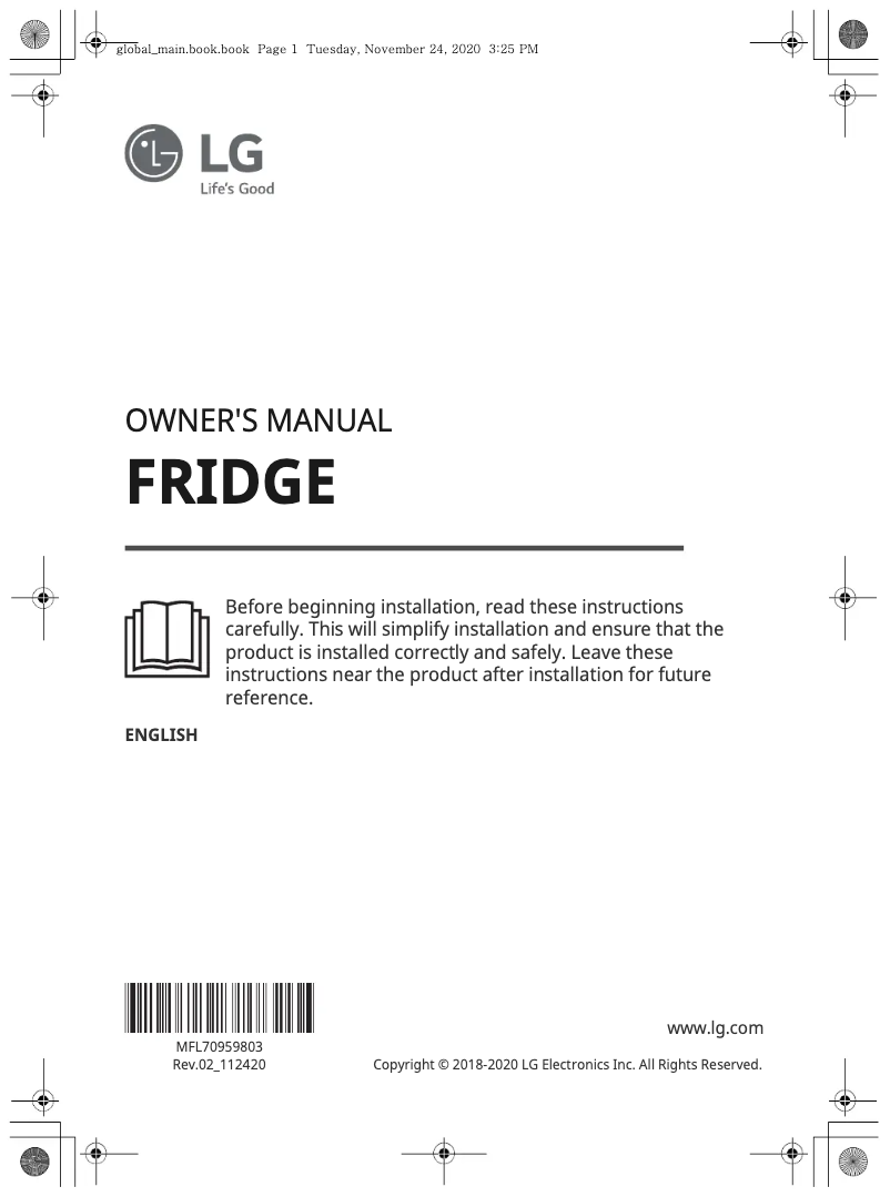 Page 1 de la notice Manuel utilisateur LG KL5241PZJZ