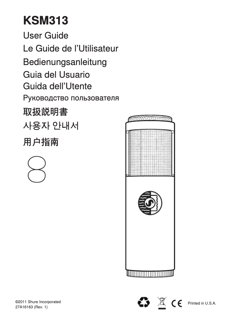 Page 1 de la notice Manuel utilisateur Shure KSM313