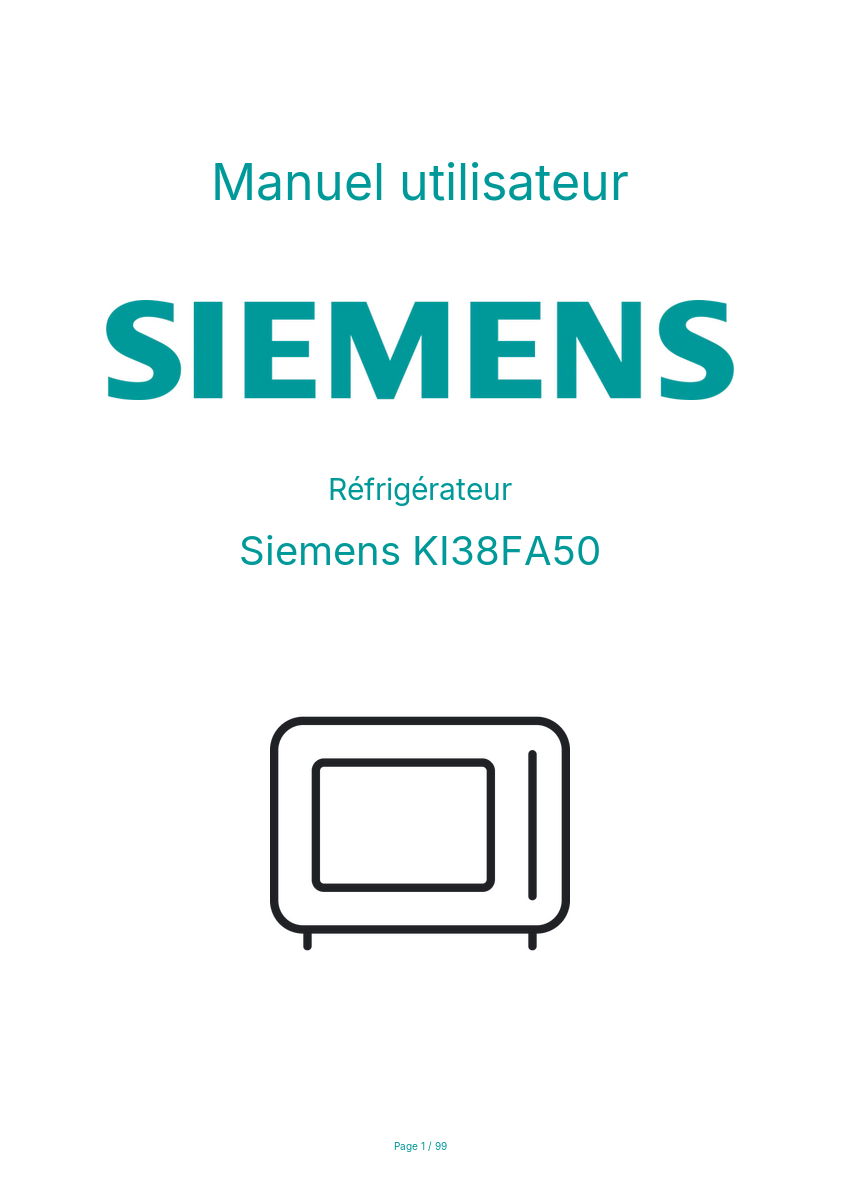 Page n°1 - Manuel utilisateur Siemens KI38FA50
