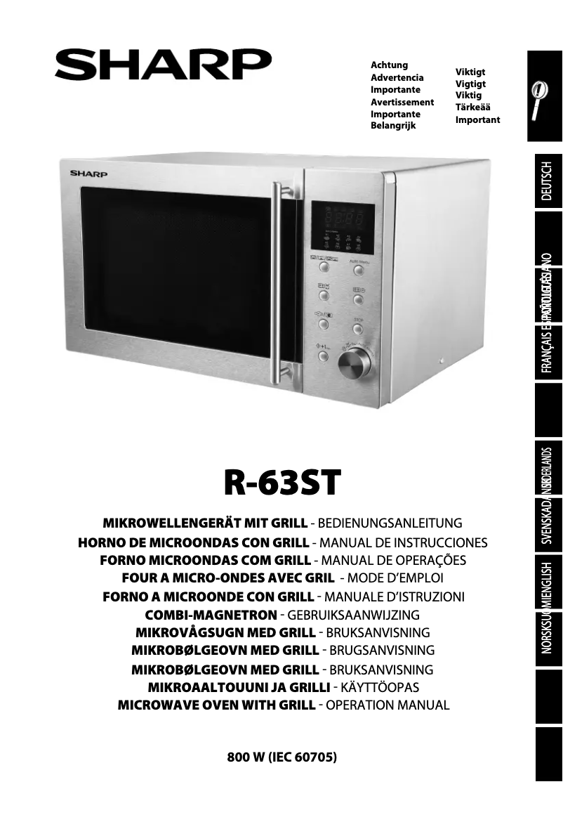 Page n°1 - Manuel utilisateur Sharp R-63ST