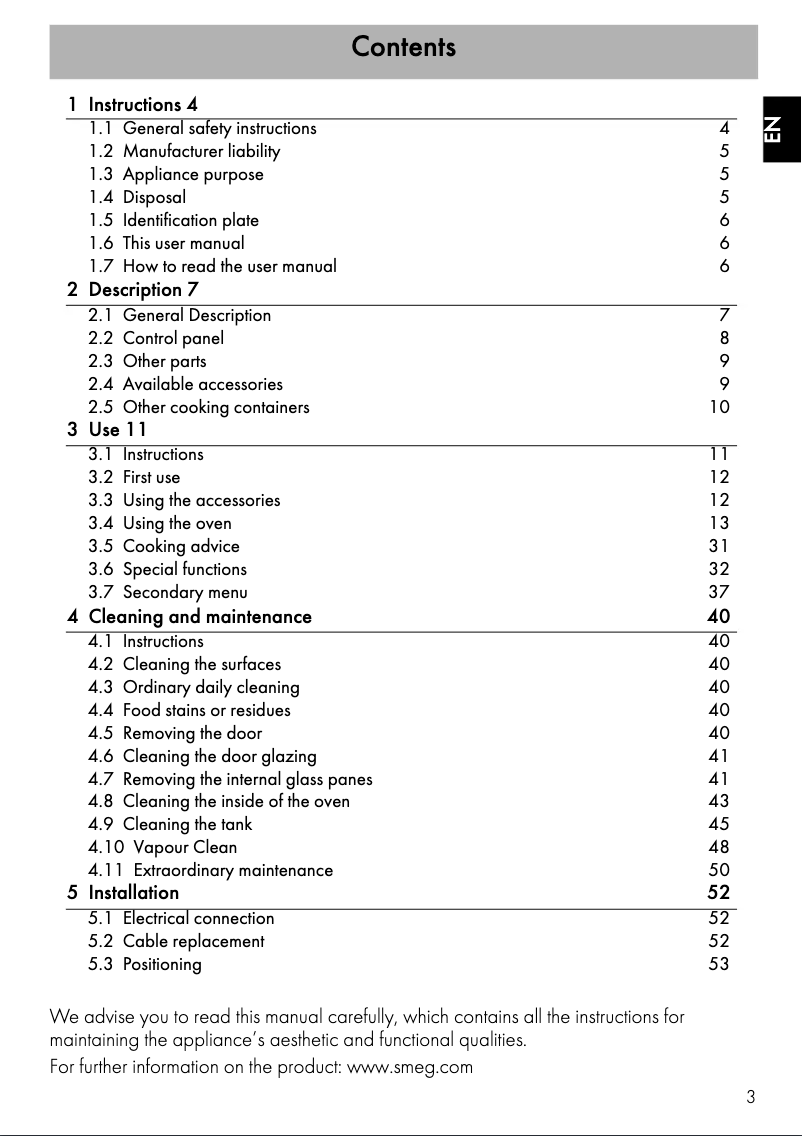 Page 1 de la notice Manuel utilisateur Smeg SFA4920VCX