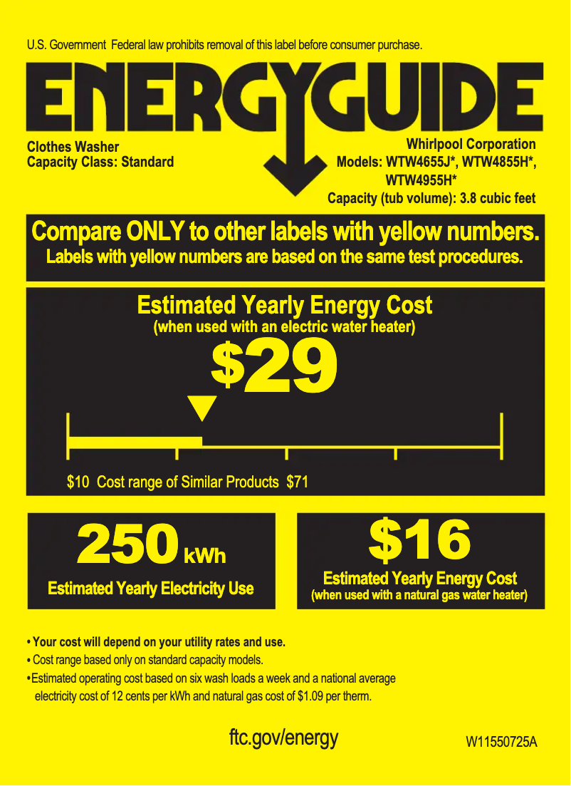 Page n°1 - Label énergétique Whirlpool WHLAUWED4850HW