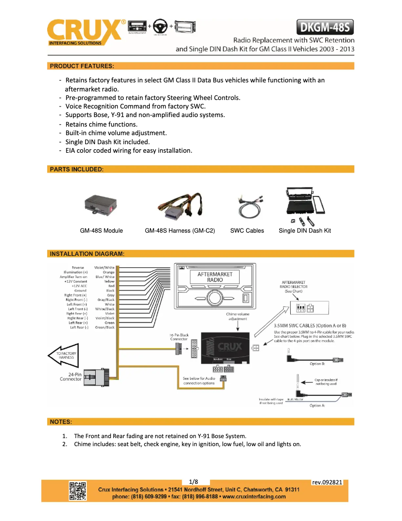 Page 1 de la notice Manuel utilisateur CRUX DKGM-48S
