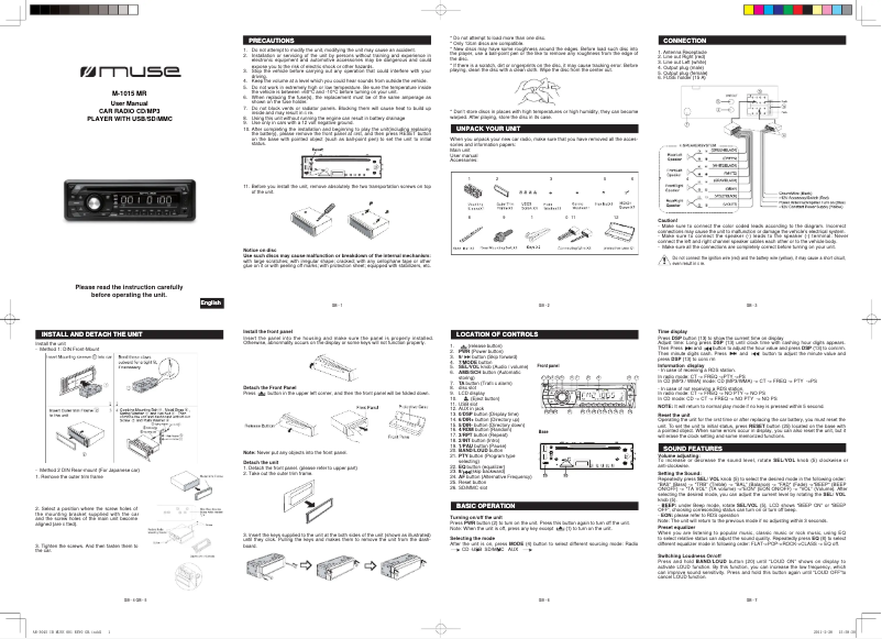 Page 1 de la notice Manuel utilisateur Muse M-1015MR