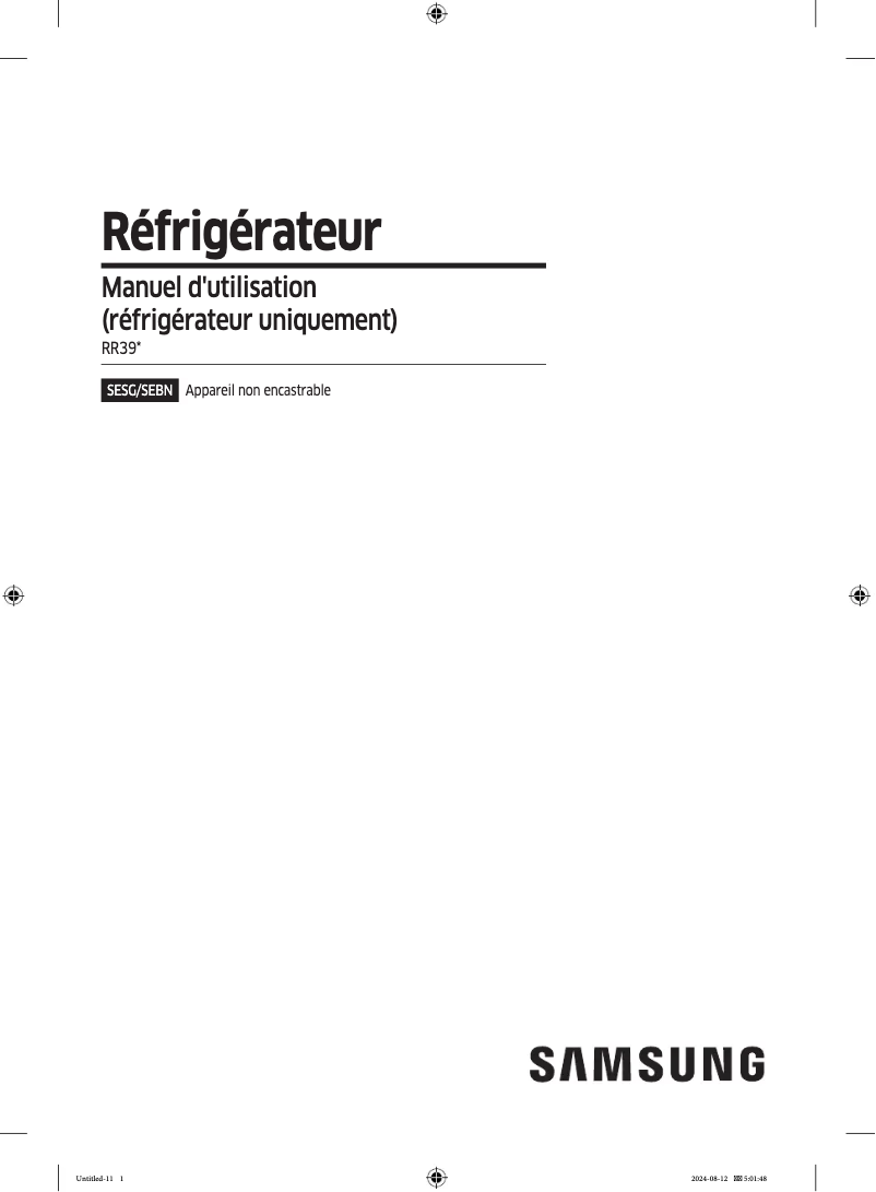 Page 1 de la notice Manuel utilisateur Samsung RR39C76C341