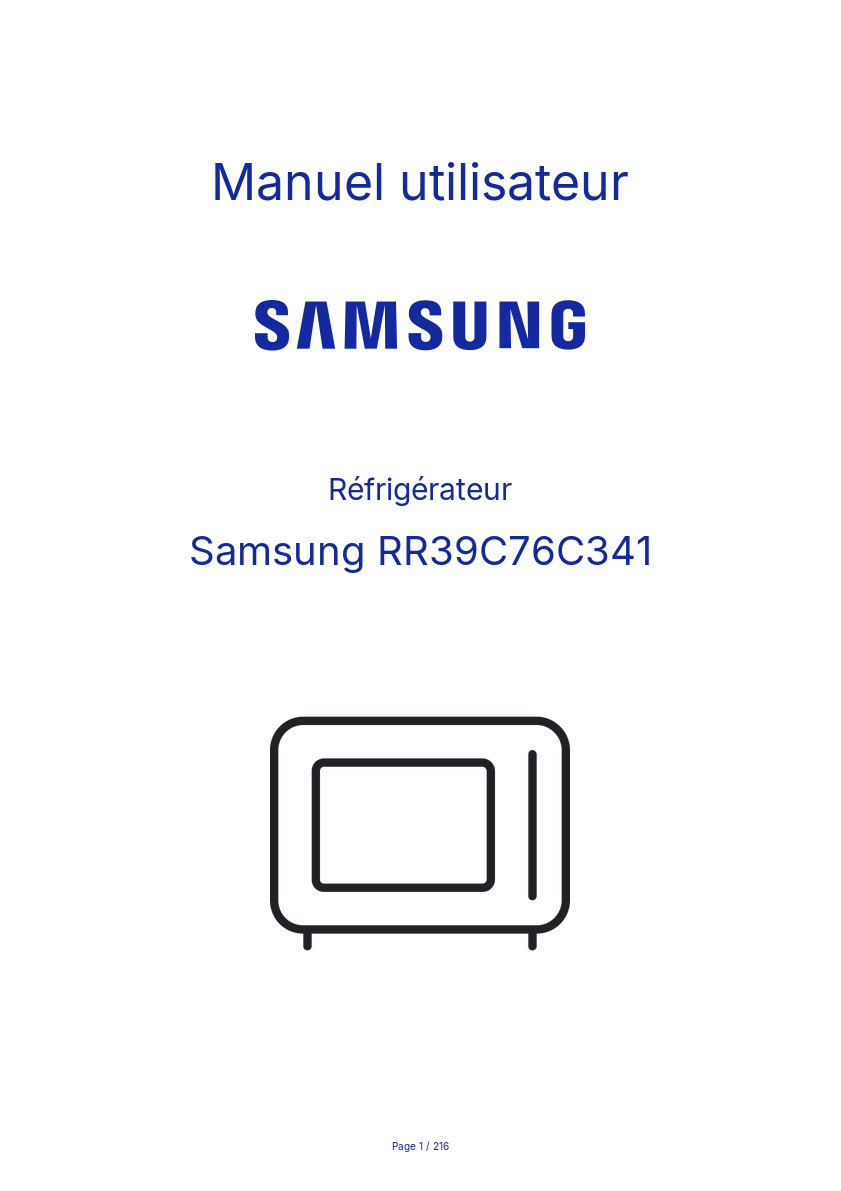 Page n°1 - Manuel utilisateur Samsung RR39C76C341