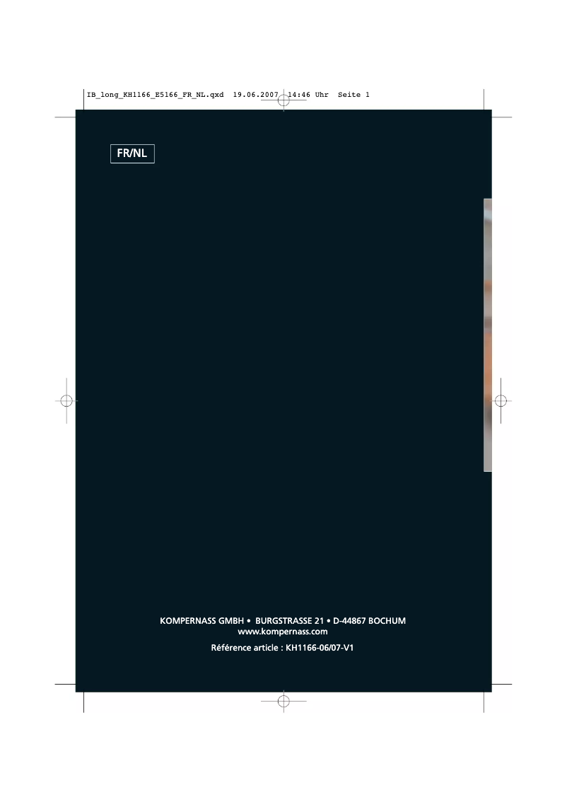 Page n°1 - Manuel utilisateur Bifinett KH 1166