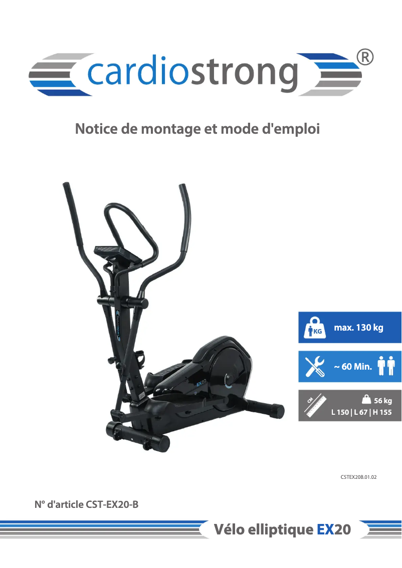 Page 1 de la notice Manuel utilisateur Cardiostrong EX20